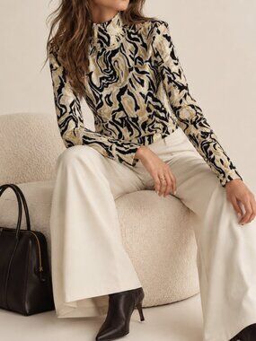 NWT Paco Rabanne Jacquard High Neck Top Sz 8